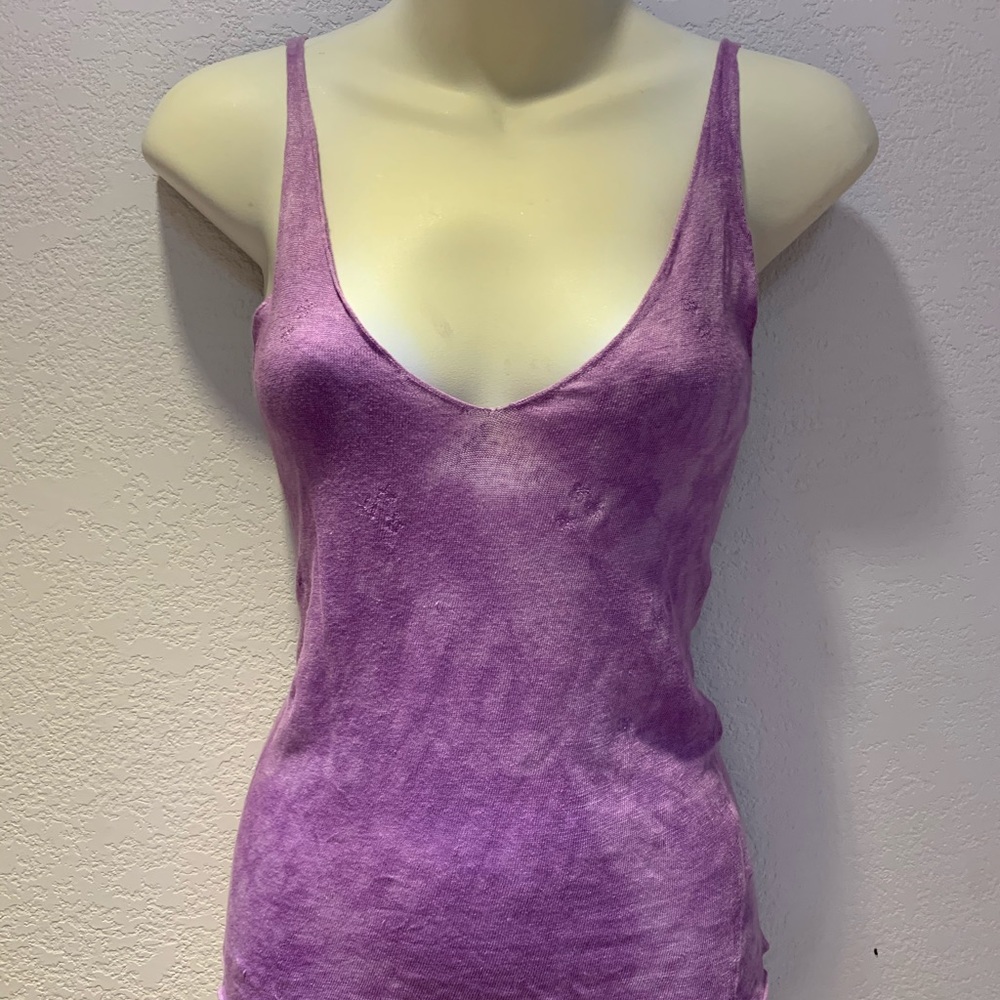 DKNY DONNA KARAN LINEN KNIT TANK TOP, S-M